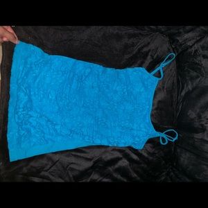 Blue Flower Pattern Tank Top